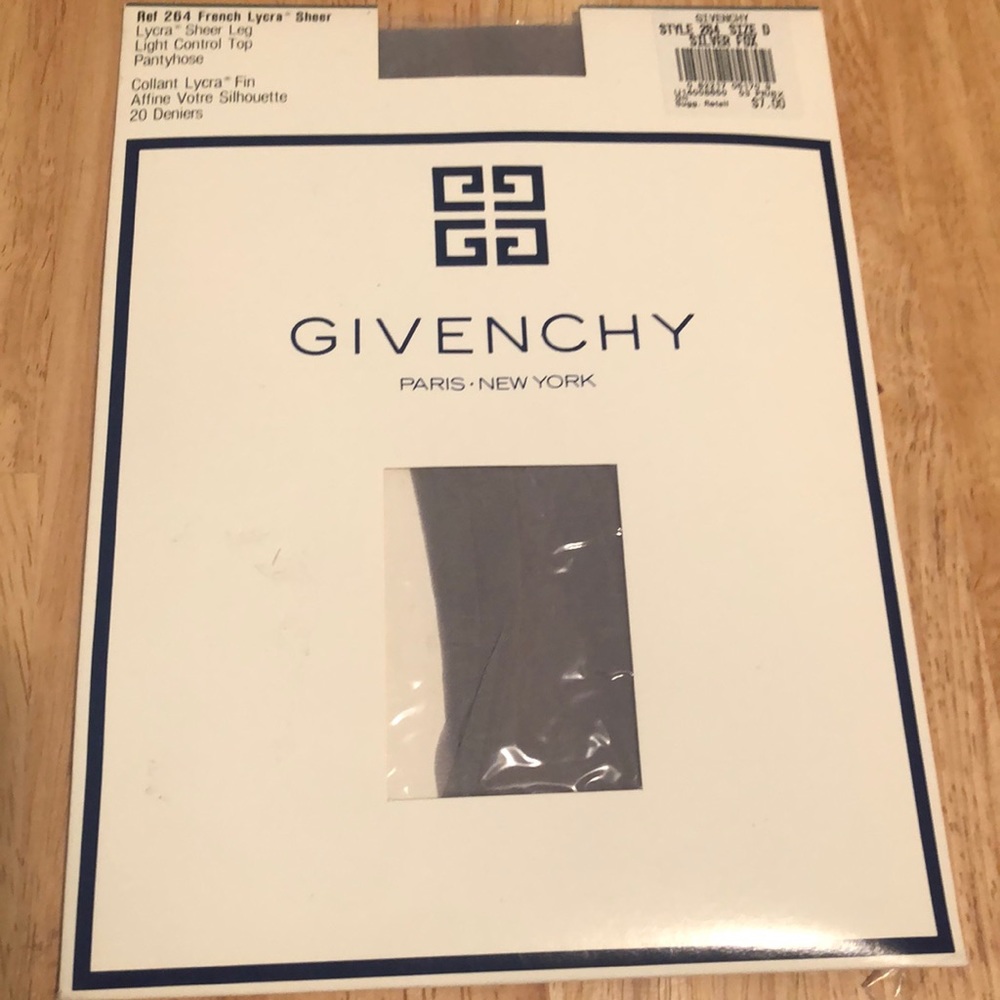 GIVENCHY Vintage French Lycra Sheer Leg Silver Fox Control Top Pantyhose Size D